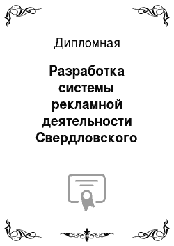 Дипломная: Разработка системы рекламной деятельности Свердловского отделения Сбербанка