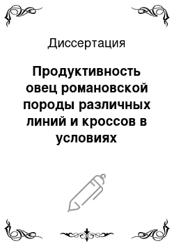 Диссертация: Продуктивность овец романовской породы различных линий и кроссов в условиях промышленной технологии