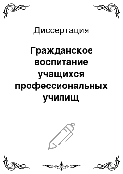 Диссертация: Гражданское воспитание учащихся профессиональных училищ средствами социально-культурной деятельности