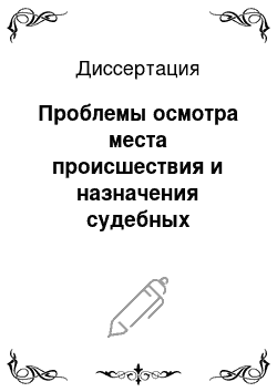 Диссертация: Проблемы осмотра места происшествия и назначения судебных экспертиз по уголовным делам о дорожно-транспортных происшествиях