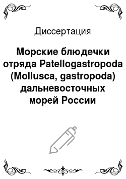 Диссертация: Морские блюдечки отряда Patellogastropoda (Mollusca, gastropoda) дальневосточных морей России