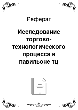 Реферат: Исследование торгово-технологического процесса в павильоне тц «верас»