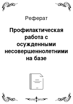 Реферат: Профилактическая работа с осужденными несовершеннолетними на базе учреждения системы профилактики безнадзорности и правонарушений несовершеннолетних