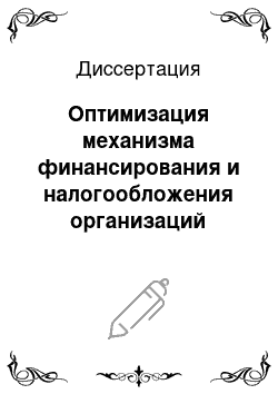 Диссертация: Оптимизация механизма финансирования и налогообложения организаций сферы жилищно-коммунального комплекса