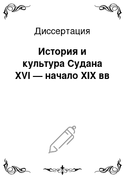 Диссертация: История и культура Судана XVI — начало XIX вв