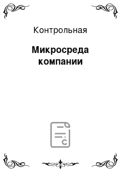 Контрольная: Микросреда компании