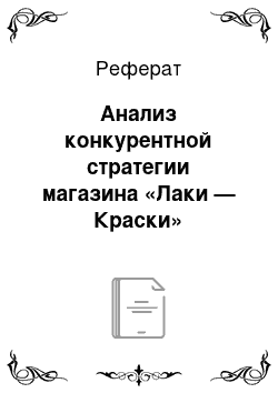 Реферат: Анализ конкурентной стратегии магазина «Лаки — Краски» индивидуального предпринимателя Домаренко Л.М