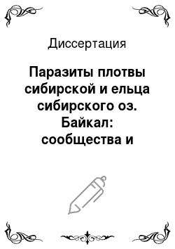 Диссертация: Паразиты плотвы сибирской и ельца сибирского оз. Байкал: сообщества и пространственное распределение