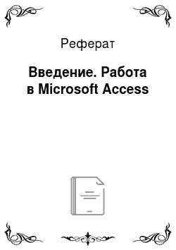 Реферат: Введение. Работа в Microsoft Access
