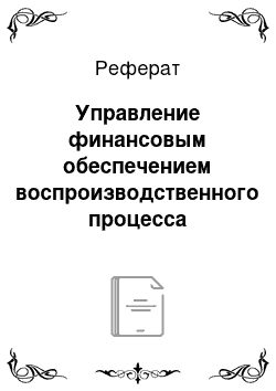 Реферат: Управление финансовым обеспечением воспроизводственного процесса организации