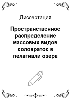 Диссертация: Пространственное распределение массовых видов коловраток в пелагиали озера Байкал