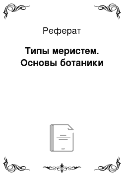 Реферат: Типы меристем. Основы ботаники