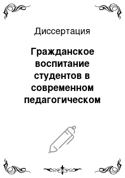 Диссертация: Гражданское воспитание студентов в современном педагогическом вузе