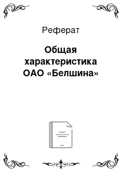 Реферат: Общая характеристика ОАО «Белшина»