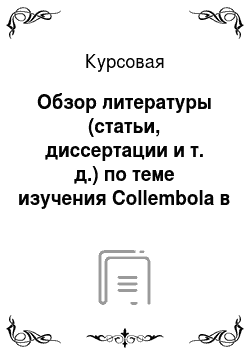 Курсовая: Обзор литературы (статьи, диссертации и т. д.) по теме изучения Collembola в настоящее время
