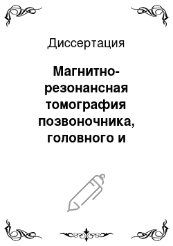 Диссертация: Магнитно-резонансная томография позвоночника, головного и спинного мозга у мелких домашних животных