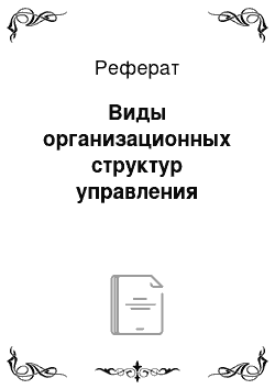 Реферат: Виды организационных структур управления