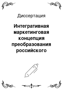 Диссертация: Интегративная маркетинговая концепция преобразования российского предпринимательства