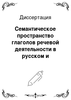 Диссертация: Семантическое пространство глаголов речевой деятельности в русском и английском языках