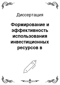 Диссертация: Формирование и эффективность использования инвестиционных ресурсов в условиях рыночной трансформации