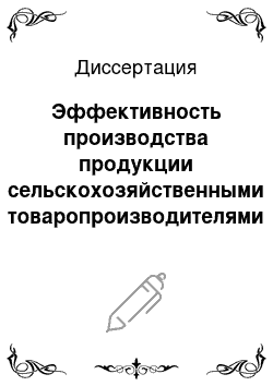 Диссертация: Эффективность производства продукции сельскохозяйственными товаропроизводителями различных организационно-правовых форм