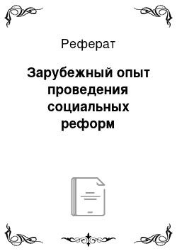 Реферат: Зарубежный опыт проведения социальных реформ