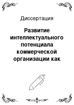 Диссертация: Развитие интеллектуального потенциала коммерческой организации как ключевого фактора конкурентоспособности