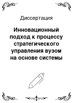 Диссертация: Инновационный подход к процессу стратегического управления вузом на основе системы сбалансированных показателей