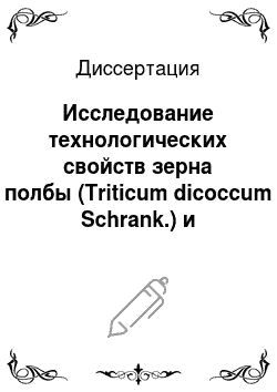 Диссертация: Исследование технологических свойств зерна полбы (Triticum dicoccum Schrank.) и разработка кулинарной продукции с его использованием