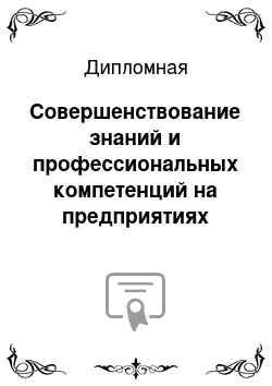 Дипломная: Совершенствование знаний и профессиональных компетенций на предприятиях индустрии гостеприимства и туризма как способ повышения их конкурентоспособности