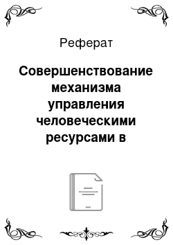 Реферат: Совершенствование механизма управления человеческими ресурсами в российских фирмах и организациях