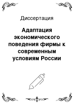 Диссертация: Адаптация экономического поведения фирмы к современным условиям России