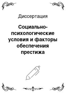 Диссертация: Социально-психологические условия и факторы обеспечения престижа организации