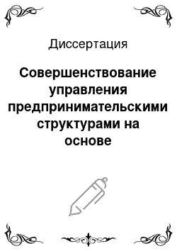 Диссертация: Совершенствование управления предпринимательскими структурами на основе разработки комплексных показателей