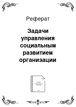 Реферат: Задачи управления социальным развитием организации