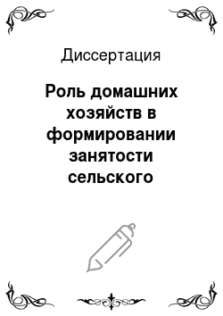 Диссертация: Роль домашних хозяйств в формировании занятости сельского населения: На примере Республики Саха (Якутия)