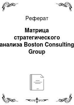 Реферат: Матрица стратегического анализа Boston Consulting Group