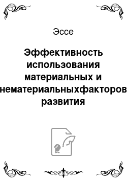 Эссе: Эффективность использования материальных и нематериальныхфакторов развития региональной экономики