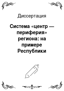 Диссертация: Система «центр — периферия» региона: на примере Республики Татарстан