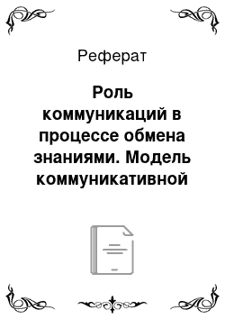 Реферат: Роль коммуникаций в процессе обмена знаниями. Модель коммуникативной компетенции Сидоренко