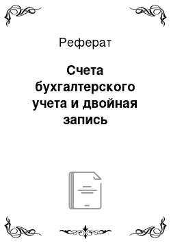 Реферат: Счета бухгалтерского учета и двойная запись