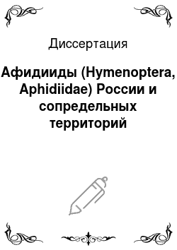 Диссертация: Афидииды (Hymenoptera, Aphidiidae) России и сопредельных территорий