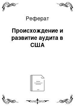 Реферат: Происхождение и развитие аудита в США