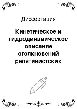 Диссертация: Кинетическое и гидродинамическое описание столкновений релятивистских тяжелых ионов