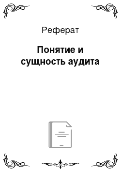 Реферат: Понятие и сущность аудита