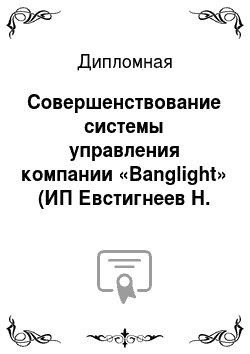 Дипломная: Совершенствование системы управления компании «Banglight» (ИП Евстигнеев Н. С.)