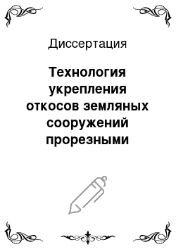 Диссертация: Технология укрепления откосов земляных сооружений прорезными геосотовыми конструкциями