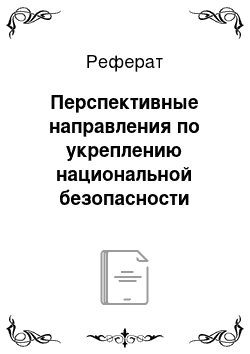 Реферат: Перспективные направления по укреплению национальной безопасности