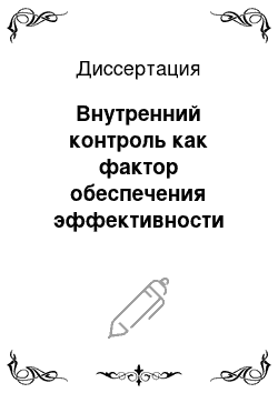 Диссертация: Внутренний контроль как фактор обеспечения эффективности деятельности участников рынка ценных бумаг