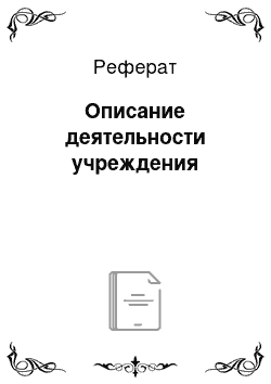 Реферат: Описание деятельности учреждения